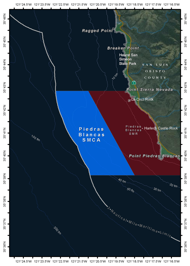Map of Piedras Blancas State Marine Conservation Area - click to enlarge in new tab
